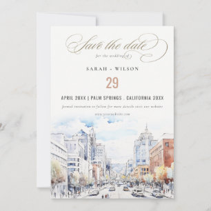 Omaha Nebraska Watercolor Landscape Wedding Save The Date