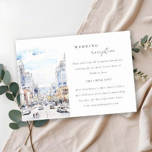 Omaha Nebraska Watercolor Scape Wedding Reception Enclosure Card