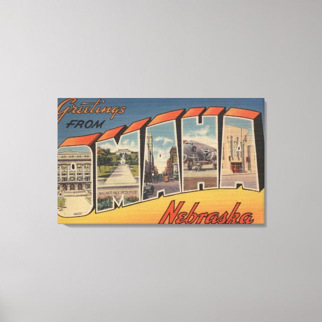 Omaha, NebraskaLarge Letter ScenesOmaha, NE Canvas Print (Front)