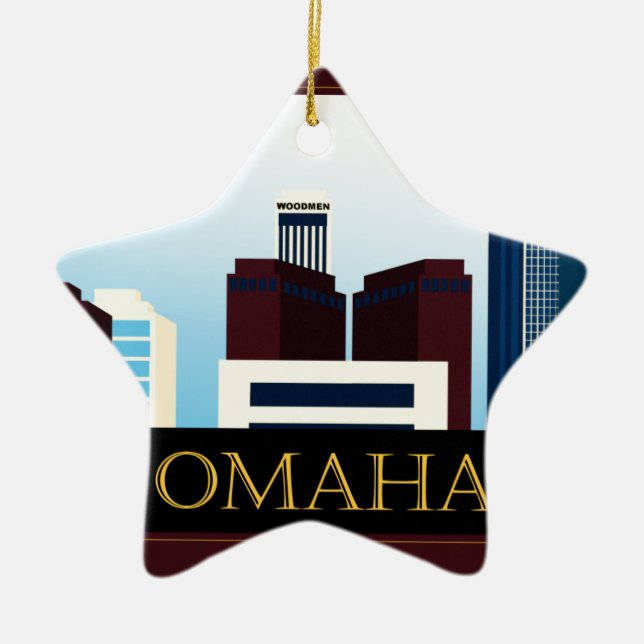 Omaha Skyline Ceramic Ornament (Front)