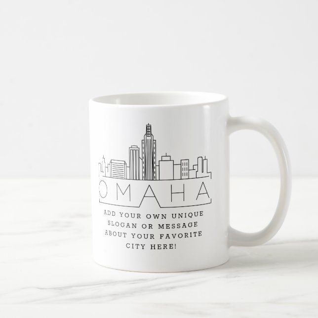 Omaha Stylisé Skyline | Mug café Slogan personnali (Droite)