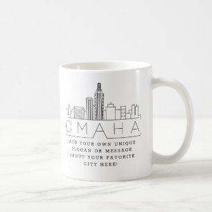 Omaha Stylized Skyline Custom Slogan Coffee Mug