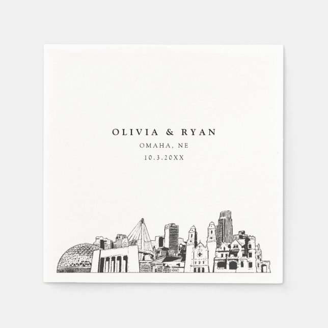 Omaha Wedding Minimalist Paper  Napkin (Front)
