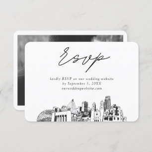 Omaha Wedding Minimalist Sketch RSVP Enclosure Card