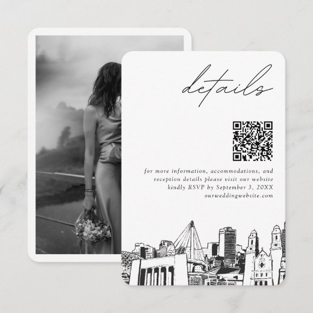 Omaha Wedding Modern Details QR Code Enclosure Card (Front/Back)