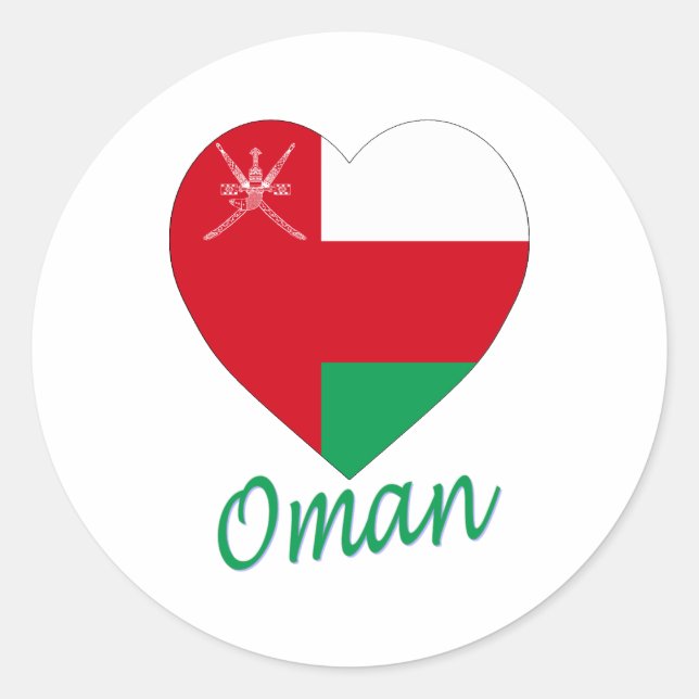 Oman Flag Heart Classic Round Sticker (Front)