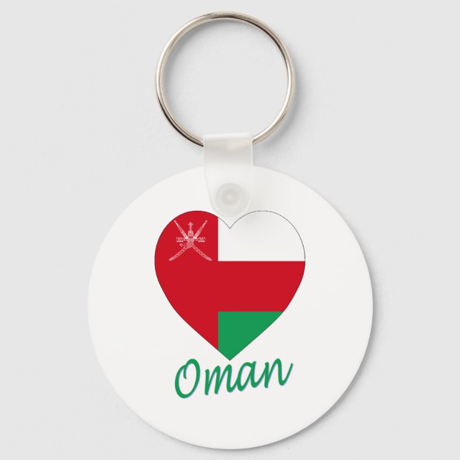Oman Flag Heart Keychain (Front)