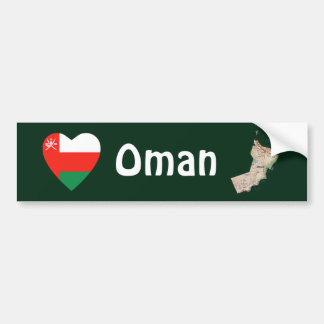 Oman Flag Heart + Map Bumper Sticker