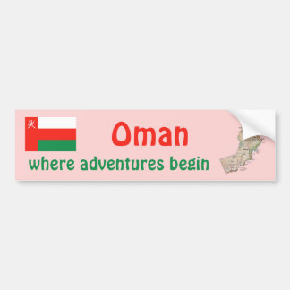 Oman Flag + Map Bumper Sticker