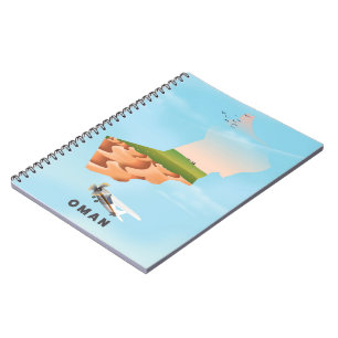 Oman illustrated map travel poster notebook