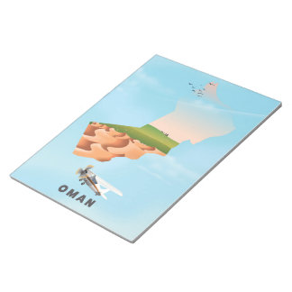 Oman illustrated map travel poster notepad