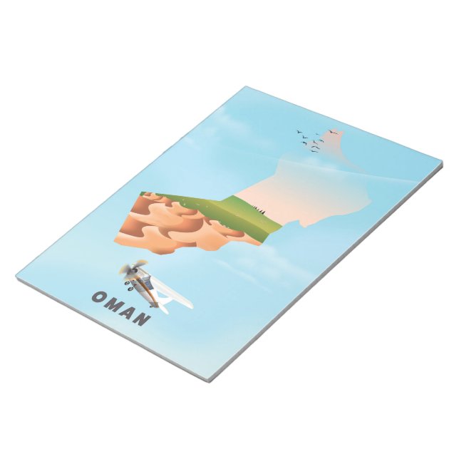Oman illustrated map travel poster notepad (Angled)