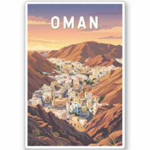 Oman Illustration Travel Art Vintage
