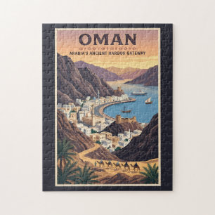 Oman Landscape Illustration Travel Art Vintage Jigsaw Puzzle