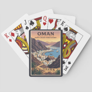 Oman Landscape Illustration Travel Art Vintage Playing Cards