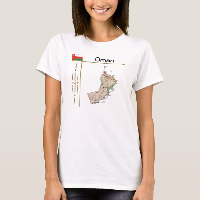 Oman Map + Drapeau + Titre T-shirt (Devant)