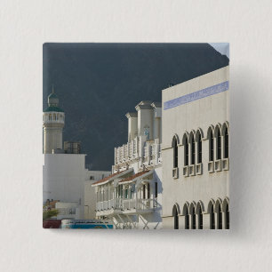 Oman, Muscat, Mutrah. Mutrah Corniche Mosque and 2 Inch Square Button