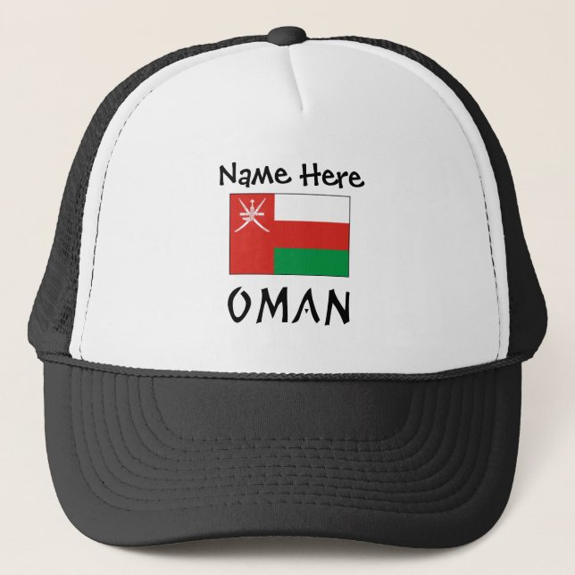 Oman Omani Flag Black Personalization  Trucker Hat (Front)