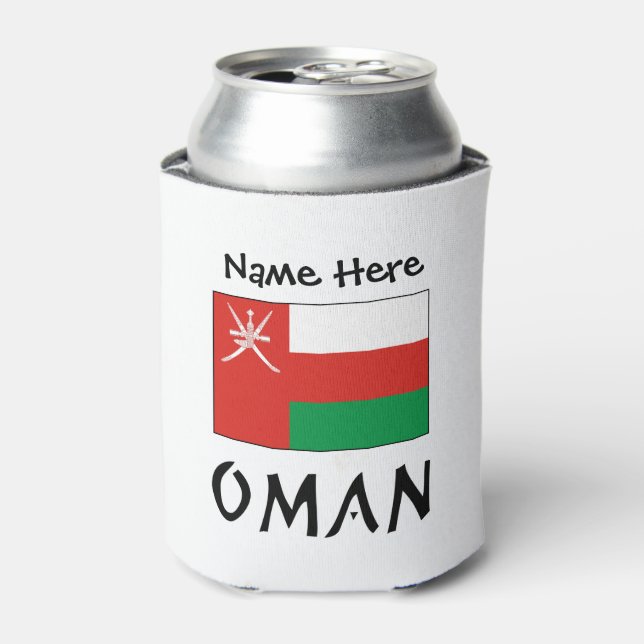 Oman Omani Flag Personalized Name  Can Cooler (Can Front)