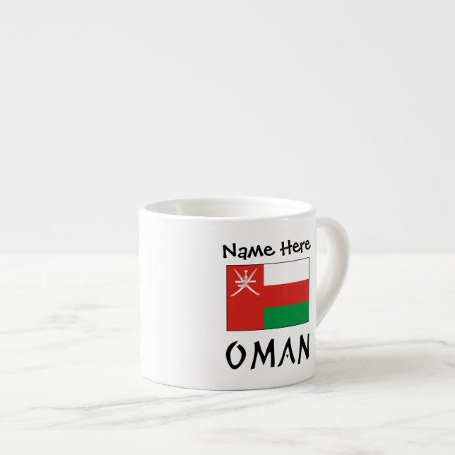 Oman Omani Flag Personalized Name  Espresso Cup (Front Right)