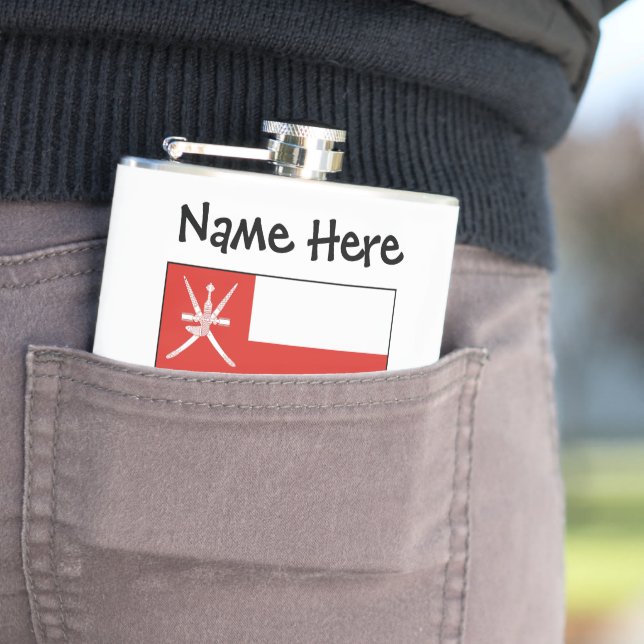 Oman Omani Flag Personalized Name  Hip Flask (In Situ)