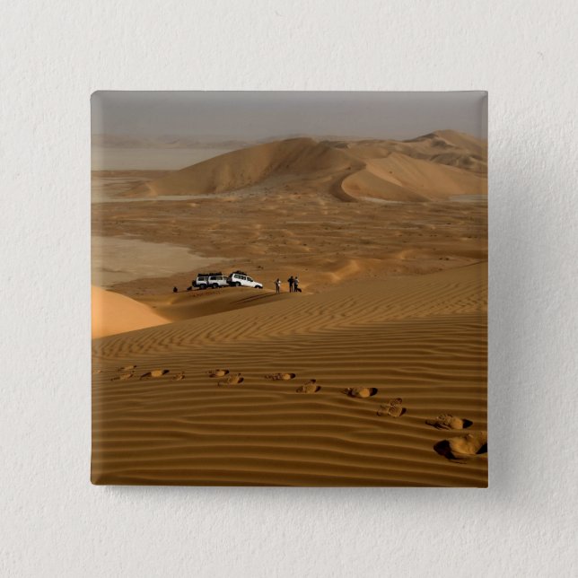 Oman, Rub Al Khali desert, driving on the dunes 2 Inch Square Button (Front)