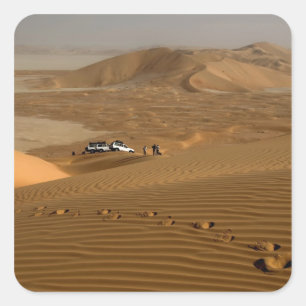Oman, Rub Al Khali desert, driving on the dunes Square Sticker