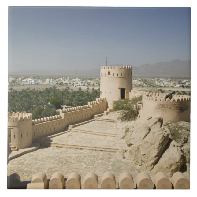 Oman, The Batinah Plain, Nakhal. Nakhal Fort, at Tile (Front)