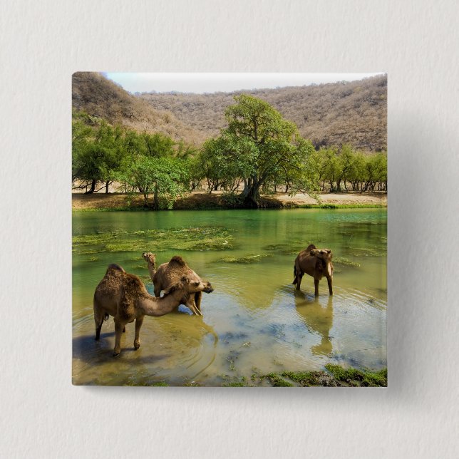 Oman, Wadi darbat 2 Inch Square Button (Front)