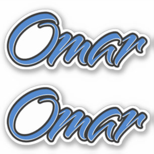 Omar Name Blue Autocollants Sticker Stickerset