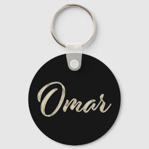 Omar Name whitegold Button Keytags Keychain