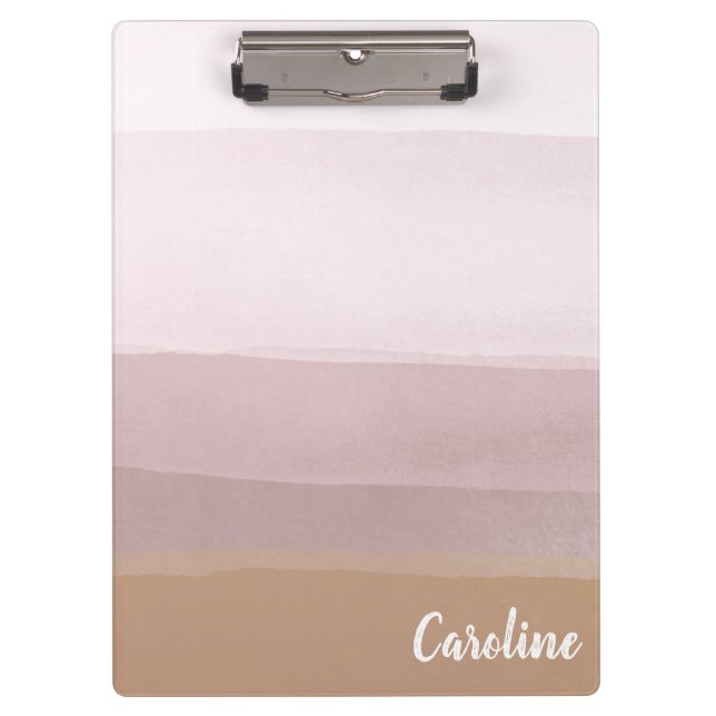 Ombre Abstract Watercolor Stripes in Dusty Lilac Clipboard (Front)