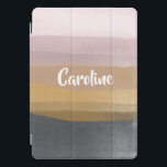 Ombre Abstract Watercolor Stripes in Dusty Lilac iPad Pro Cover<br><div class="desc">A simple,  modern design of watercolor brush strokes in a pretty muted colour palette of grey,  gold,  and blush,  personalized with your name.</div>