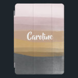Ombre Abstract Watercolor Stripes in Dusty Lilac iPad Pro Cover<br><div class="desc">A simple,  modern design of watercolor brush strokes in a pretty muted colour palette of grey,  gold,  and blush,  personalized with your name.</div>