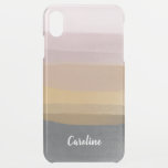 Ombre Abstract Watercolor Stripes in Dusty Lilac iPhone XS Max Case<br><div class="desc">A simple,  modern design of watercolor brush strokes in a pretty muted colour palette of grey,  gold,  and blush,  personalized with your name. Contact me with any questions or requests.</div>