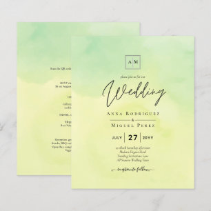 OMBRE All-in-1 Budget Lemon Lime Wedding Invites