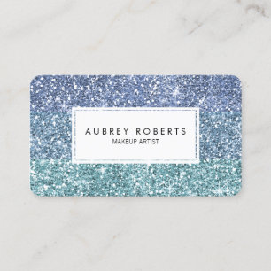 Ombre Aqua Blue Faux Glitter Girly Business Cards