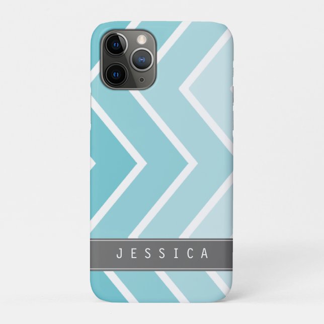 Ombre Aqua Zig Zag Chevrons Pattern Case-Mate iPhone Case (Back)