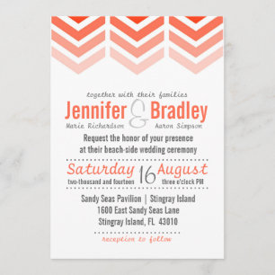 Ombre Arrows Modern Chevron Wedding Invitation