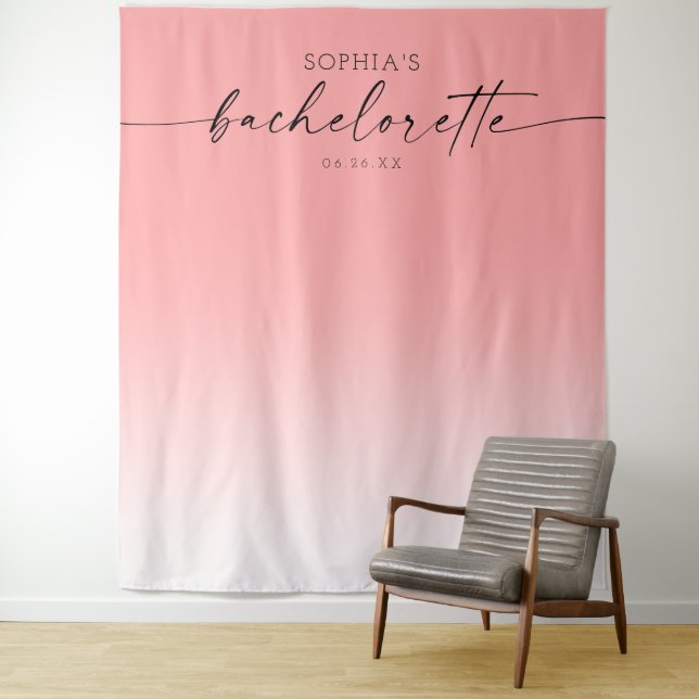 Ombré Bachelorette Party Backdrop Photo Booth Tapestry (In Situ)