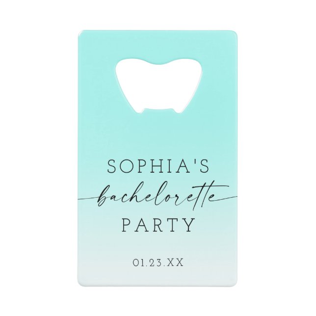 Ombre Bachelorette Party Favours Credit Card Bottle Opener (Front)