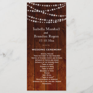 Ombre Barn Board Twinkle Lights Wedding Program