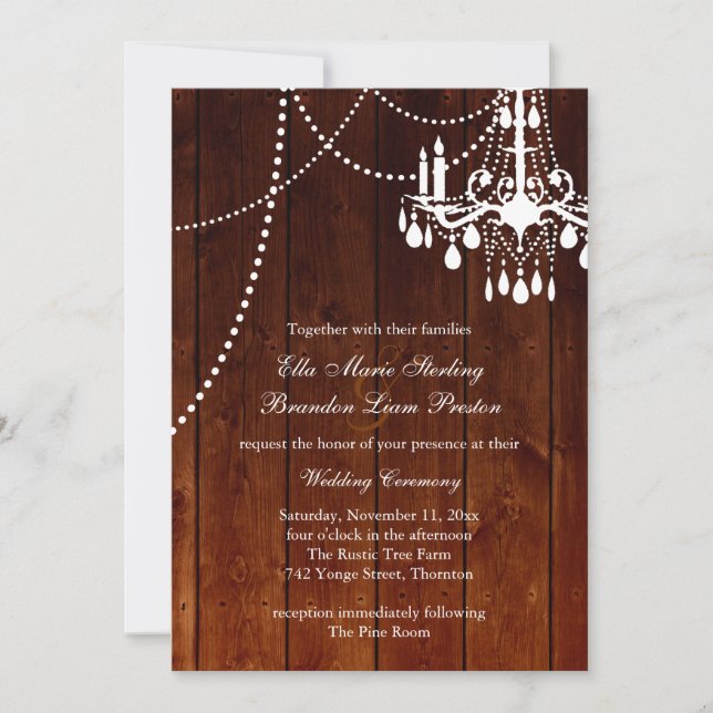 Ombre Barn Chandelier Wedding Invitation (Front)