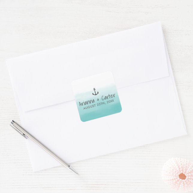 Ombre Beach Destination Ocean Anchor Sticker (Envelope)