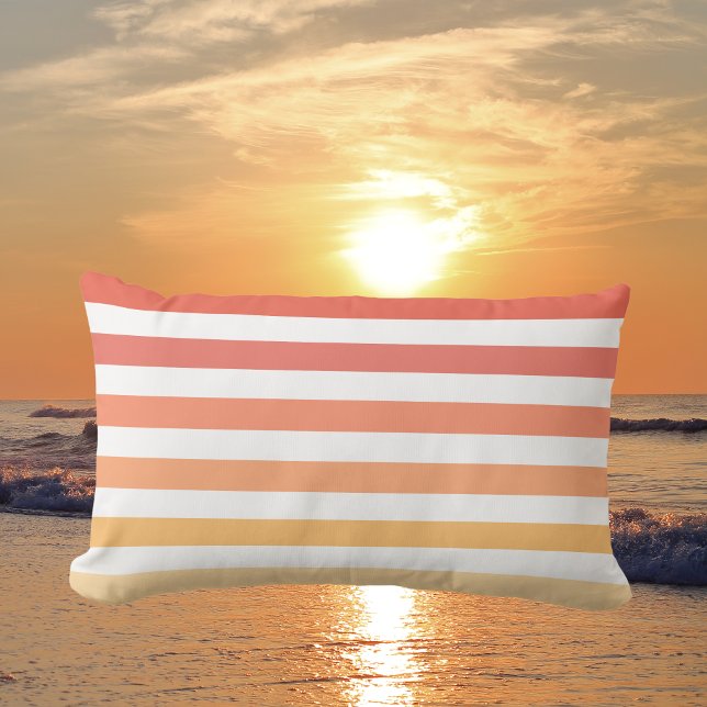 Ombre Beach Sunrise Stripes Orange & Yellow Glow Lumbar Pillow (Creator Uploaded)