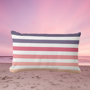 Ombre Beach Sunset Stripes Dusky Purple & Pink Lumbar Pillow