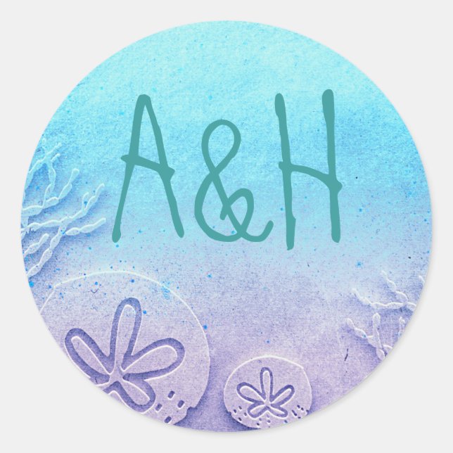 Ombre Beach Wedding Classic Round Sticker (Front)