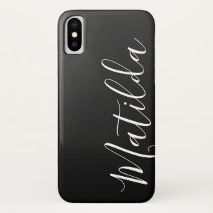 Ombre Black Dark Gray Plain Personalized Name Case-Mate iPhone Case