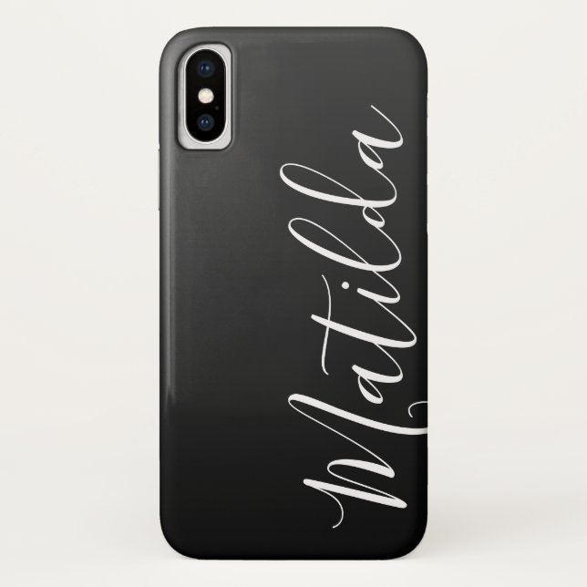 Ombre Black Dark Gray Plain Personalized Name Case-Mate iPhone Case (Back)