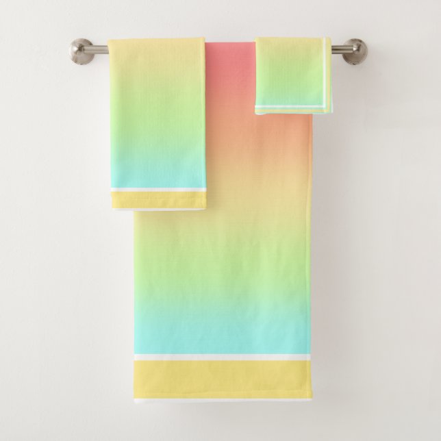 Ombre Blends Peach, Teal, Green Yellow Towel (Insitu)